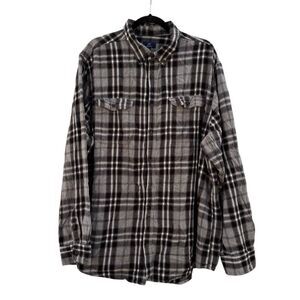 George 100% Cotton Black Grey & White Button Down Flannel Shirt Size 3XLT